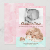 Cute Hedegel Family New Baby Photo Personalized Aankondiging (Voorkant / Achterkant)