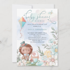 Cute Hedégel Florals Baby shower Picnic Boy Kaart