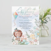 Cute Hedégel Florals Baby shower Picnic Boy Kaart (Staand voorkant)