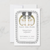 Cute hedégel Gay Couple Wedding Save the Date (Voorkant)