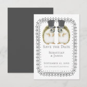 Cute hedégel Gay Couple Wedding Save the Date (Voorkant / Achterkant)