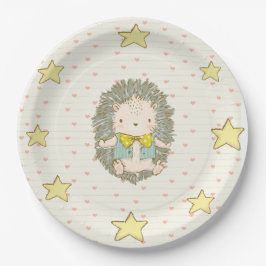 Cute Hedégel Hearts Stars Baby shower Papieren Bordje