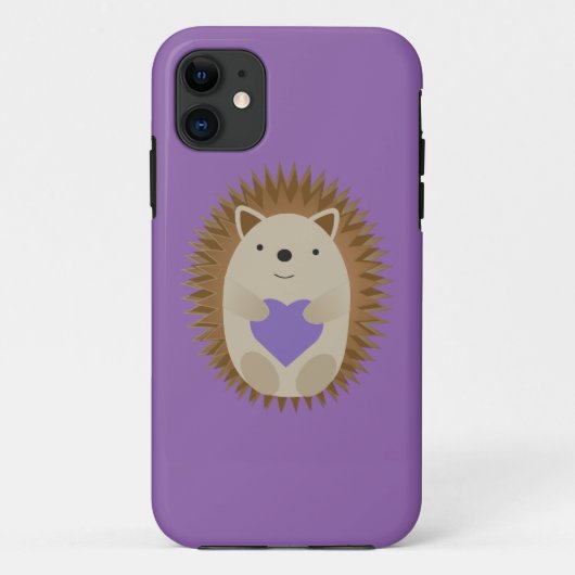 Cute Hedegel Holidng a Paars Heart Case-Mate iPhone Case (Achterkant)
