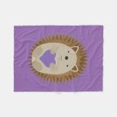 Cute Hedegel Holidng a Paars Heart Fleece Deken (Voorkant (Horizontaal))