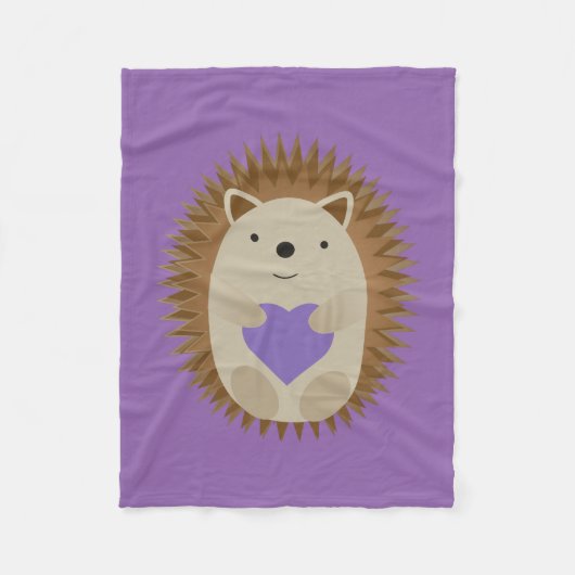 Cute Hedegel Holidng a Paars Heart Fleece Deken (Voorkant)