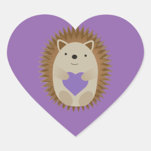 Cute Hedegel Holidng a Paars Heart Hart Sticker