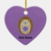 Cute Hedegel Holidng a Paars Heart Keramisch Ornament (Voorkant)