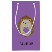 Cute Hedegel Holidng a Paars Heart Klein Cadeauzakje (Achterkant)