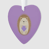 Cute Hedegel Holidng a Paars Heart Ornament (voorkant)