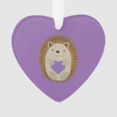 Cute Hedegel Holidng a Paars Heart Ornament (voorkant)
