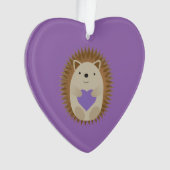 Cute Hedegel Holidng a Paars Heart Ornament (voorkant)