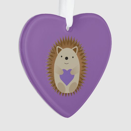 Cute Hedegel Holidng a Paars Heart Ornament (voorkant)