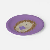 Cute Hedegel Holidng a Paars Heart Papieren Bordje (Gekanteld)