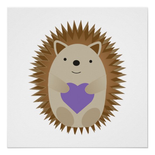 Cute Hedegel Holidng a Paars Heart Perfect Poster (Voorkant)