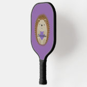 Cute Hedegel Holidng a Paars Heart Pickleball Paddle (Links)
