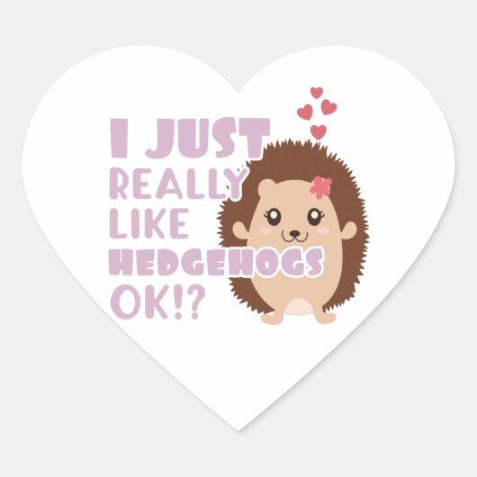Cute Hedégel ik hou echt van egel. Hart Sticker (Voorkant)