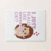 Cute Hedégel ik hou echt van egel. Legpuzzel (Horizontaal)