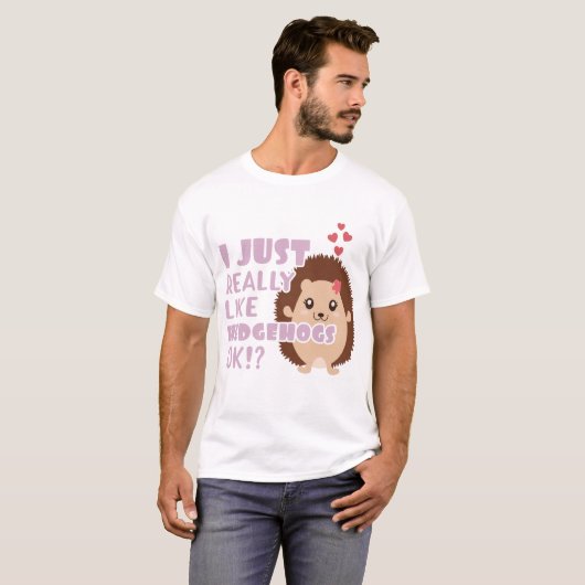 Cute Hedégel ik hou echt van egel. T-shirt (Voorkant volledig)