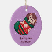Cute Hedégel-kerstfeestdag winter Keramisch Ornament (Rechts)