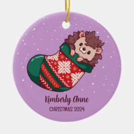 Cute Hedégel-kerstfeestdag winter Keramisch Ornament