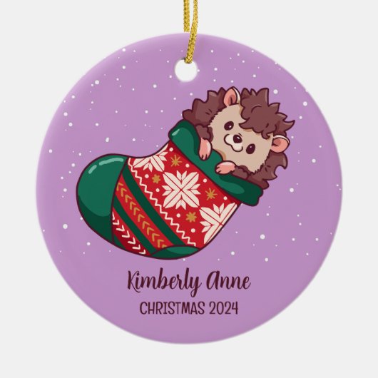 Cute Hedégel-kerstfeestdag winter Keramisch Ornament (Voorkant)