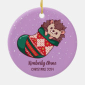 Cute Hedégel-kerstfeestdag winter Keramisch Ornament (Achterkant)