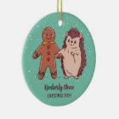 Cute Hedégel-kerstfeestdag winter Keramisch Ornament (Rechts)