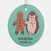 Cute Hedégel-kerstfeestdag winter Keramisch Ornament (Links)