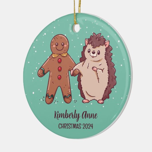 Cute Hedégel-kerstfeestdag winter Keramisch Ornament (Links)