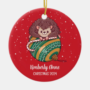 Cute Hedégel-kerstfeestdag winter Keramisch Ornament