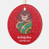 Cute Hedégel-kerstfeestdag winter Keramisch Ornament (Links)