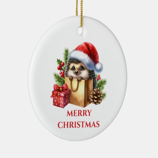 Cute Hedégel Kerstmis Keramisch Ornament (Rechts)