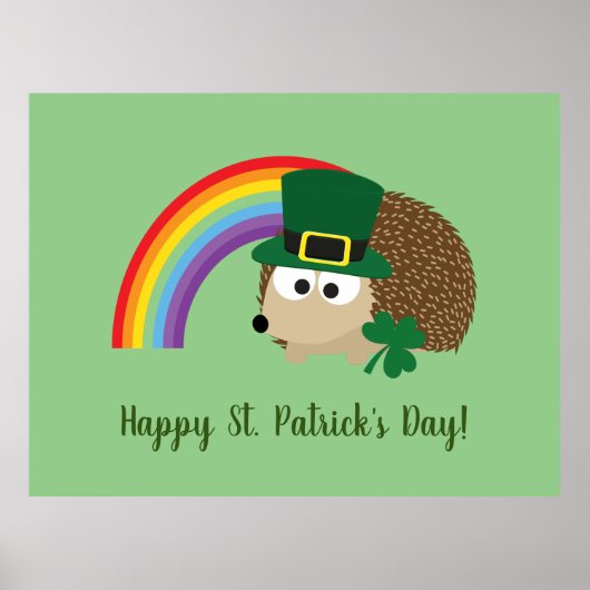 Cute Hedégel Leprechaun St. Patrick's Day Poster (Voorkant)