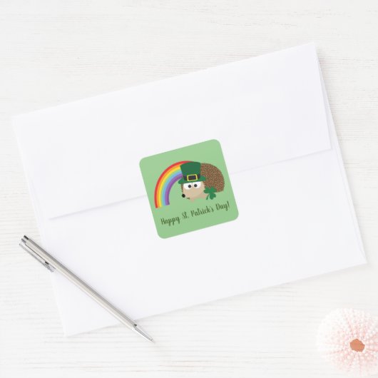 Cute Hedégel Leprechaun St. Patrick's Day Vierkante Sticker (Envelop)