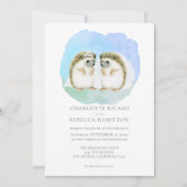 Cute Hedégel Lesbian Gay Couple Wedding Kaart (Voorkant)