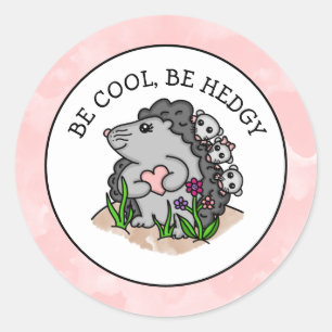 Cute Hedégel mama en haar baby's en Pun Ronde Sticker