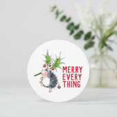 Cute Hedégel Merry Alles kerstronde Feestdagenkaart (Staand voorkant)