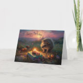 Cute Hedegel met kaarskoeken - Birthday Kaart (Voorkant)