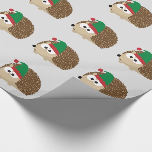 Cute Hedégel met Kerstmis Elf Cadeaupapier (Hoek)