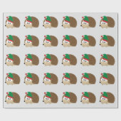 Cute Hedégel met Kerstmis Elf Cadeaupapier (Vlak)