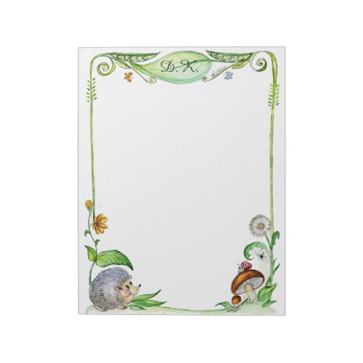 Cute Hedégel-paddenstoelschilderij waterverf Notitieblok (Linkerzijde)