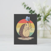 Cute Hedégel Retro Flower Sunset Autumn Animal Briefkaart (Staand voorkant)