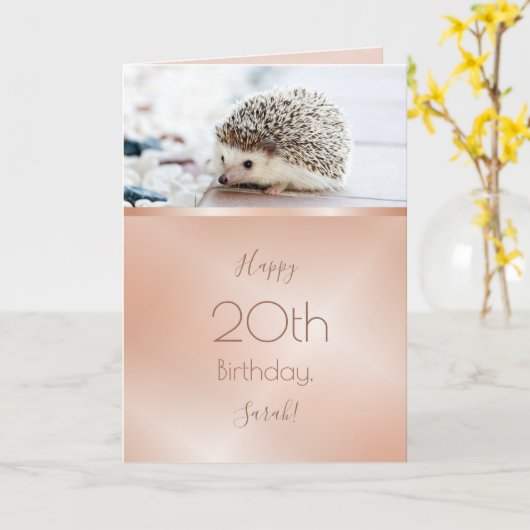 Cute Hedegel Roos Gold Custom Birthday Kaart (Gele Bloem)