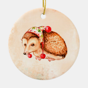 Cute Hedégel Round Kerstdecoration Keramisch Ornament