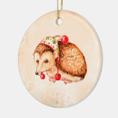 Cute Hedégel Round Kerstdecoration Keramisch Ornament (Links)