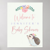 Cute Hedégel roze Baby Girl Baby shower Poster (Voorkant)