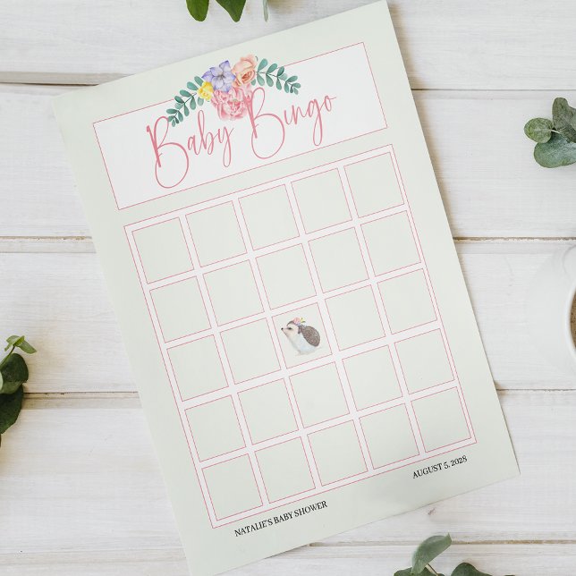 Cute Hedégel roze Baby shower Bingo (Creator heeft geüpload)