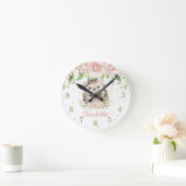 Cute Hedegel Roze Blush Floral Bedroom Decor Ronde Klok (Huis)