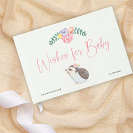 Cute Hedégel roze Girl Baby shower Guest Book Gastenboek