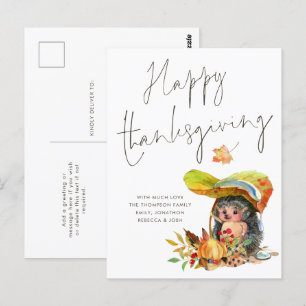 Cute Hedegel Script Happy Thanksgiving Briefkaart